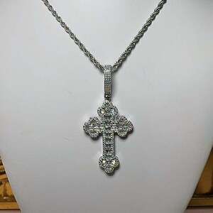 Silver Cross Necklace with Rope Chain – Choose 18”, 20” or 24”